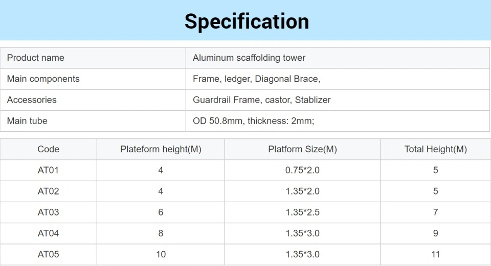 Hot Sale Portable Mobile Scaffolding Aluminum with Work Platform