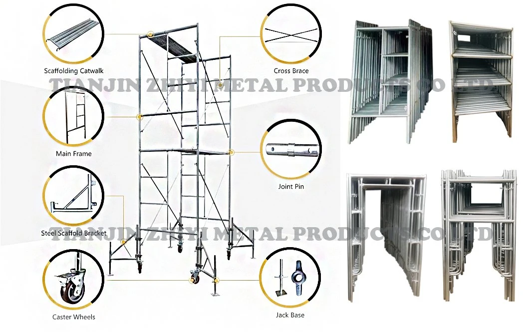 Painted/ Galvanized Ss400 Steel Mason Mobile Ladder H Movable Andamios Metalicos Frame Scaffolding Masonry Frame Scaffolding Ladder Scaffolding