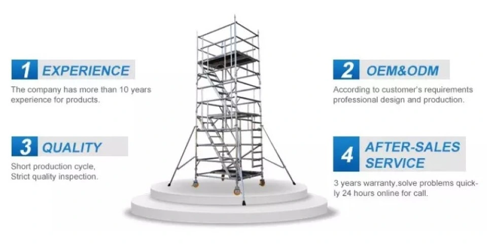 Adjustable Aluminum Mobile Scaffold Tower with Stair