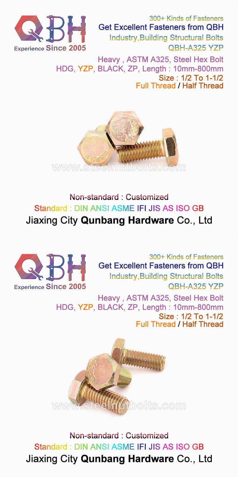 Qbh Steel Structure Construction ASTM A325m 2h Nut F436m Plain Washer Assembly