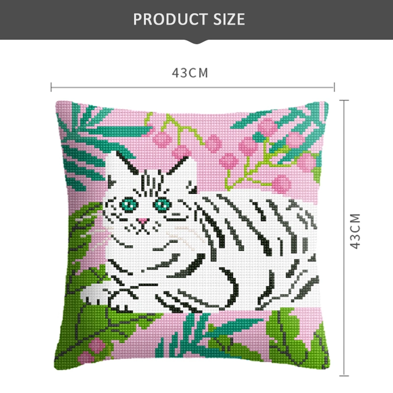 Cats on The Roof Cross Stitch Kits Throw Pillow Case 16*16 Inch