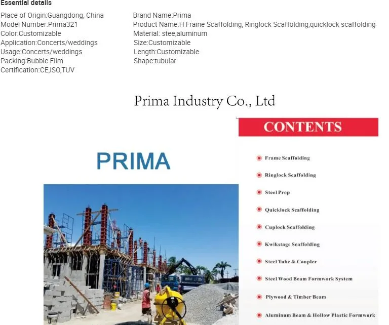 Prima High Quality Construction Scaffold Stage Scaffolding for Construction Mobile Scaffold
