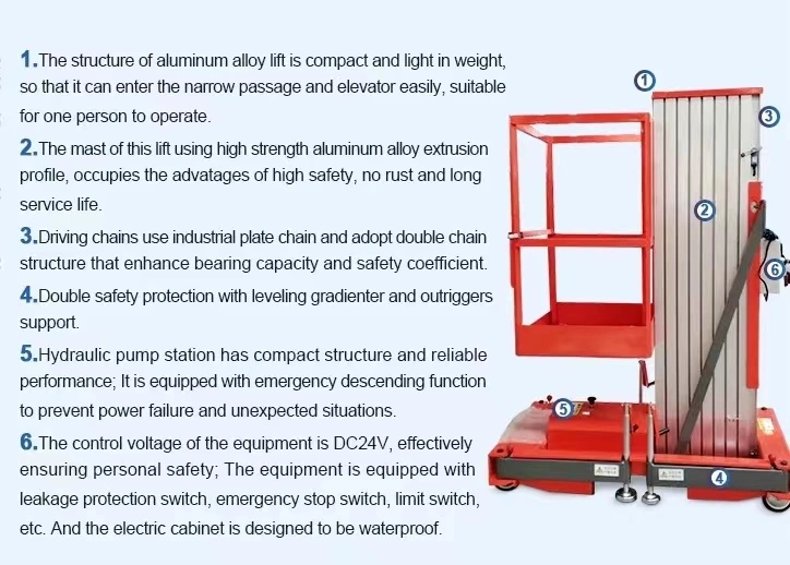 4m Aerial Work Aluminium Electric Scaffolding One Man Lift Ladder Platform