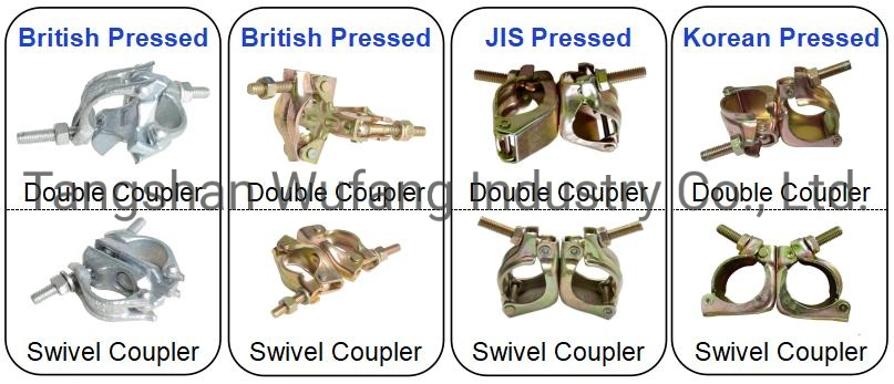 Pressed Scaffold Pipe Coupler JIS Korea 48.6mm Steel Double and Swivel Scaffolding Clamp