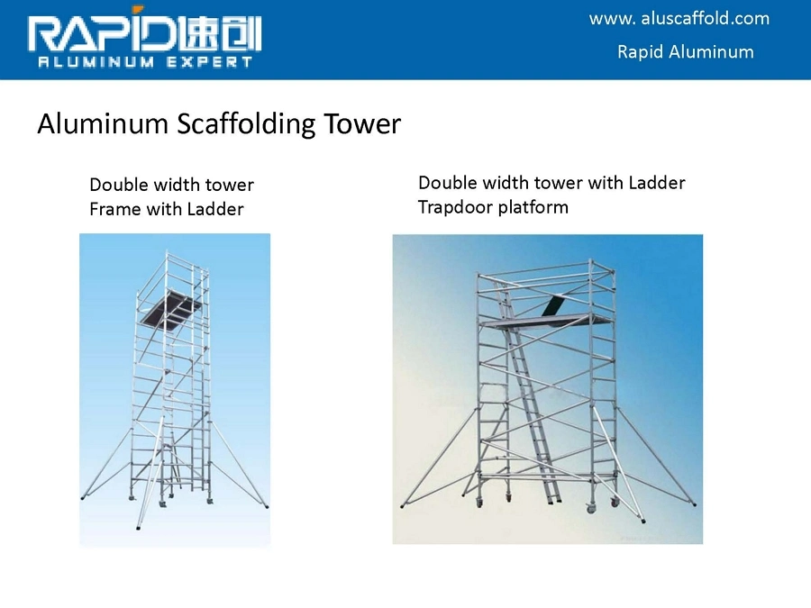 Wholesale Custom New Portable Aluminum Mobile Scaffold with Safety Ladder 6061-T6 Aluminium Scaffolding Tower for Construction Rising Scaffold Tower for Sale