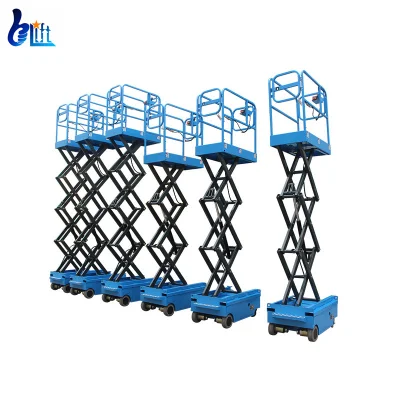  Man Lift 300kg 500kg 1000kg energia elettrica a batteria idraulica piccola Ponteggio con sollevamento a forbice da 5 m 3 m 6 m 8 m 12 m per interni Magazzino esterno