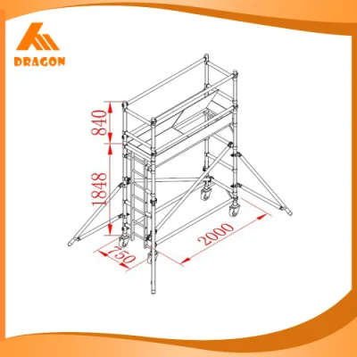  Impalcatura Dragonstage 2023 telaio di qualità impalcatura in alluminio con scale di arrampicata