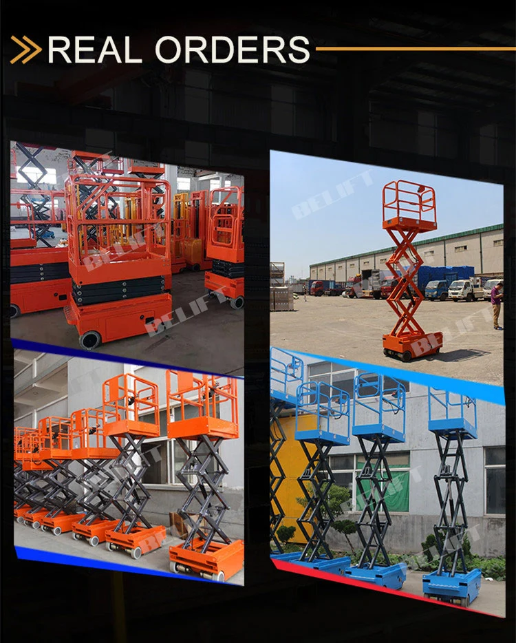 Man Lift 300kg 500kg 1000kg Hydraulic Battery Electric Power Small Scissor Lift 5m Scaffolding 3m 6m 8m 12m for Indoor Outdoor Warehouse