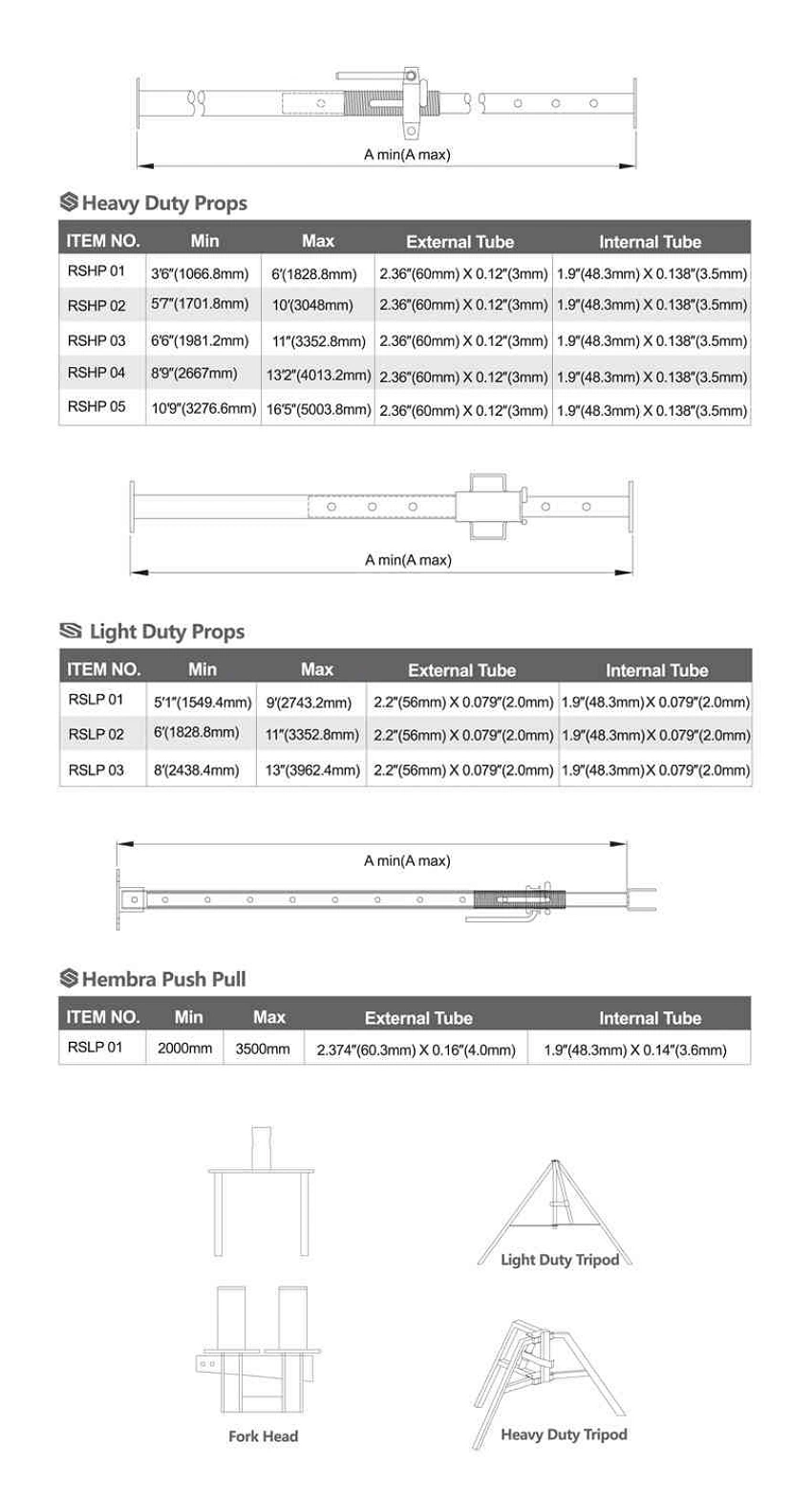 Construction Building Material Steel Prop Galvanized Painted Acro Jack Formwork Shoring Heavy Duty Steel Prop Scaffolding for Formwork