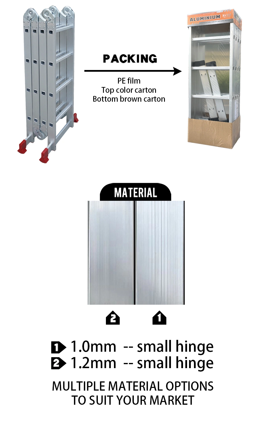 4.7 Meters Small Hinges Aluminum&Aluminium Multipurpose Foldable Step Ladder with Non Slipping Base