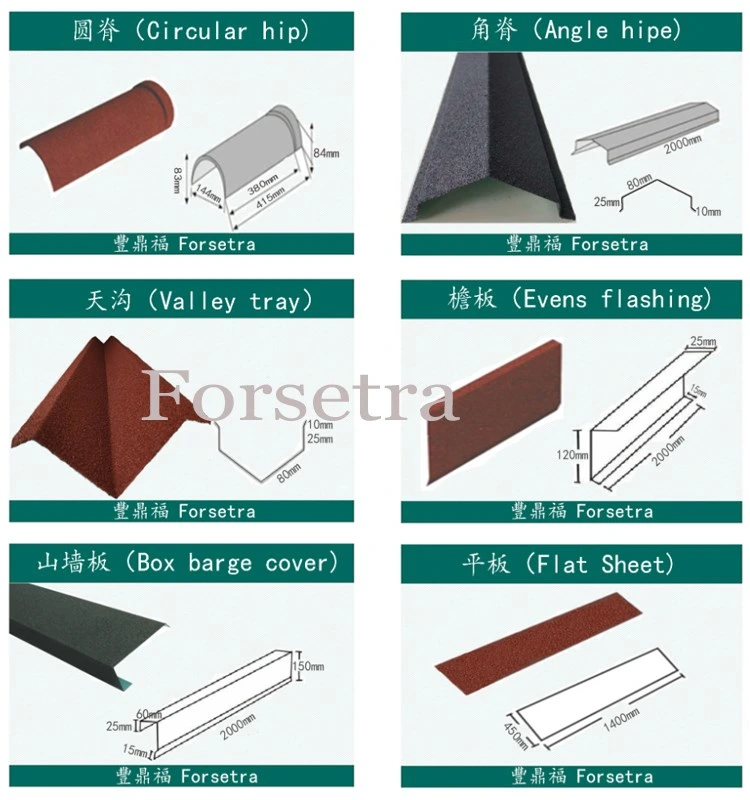 Waterproof Metal Stone Coated Roofing Tiles Structural Building Materials for House Construction