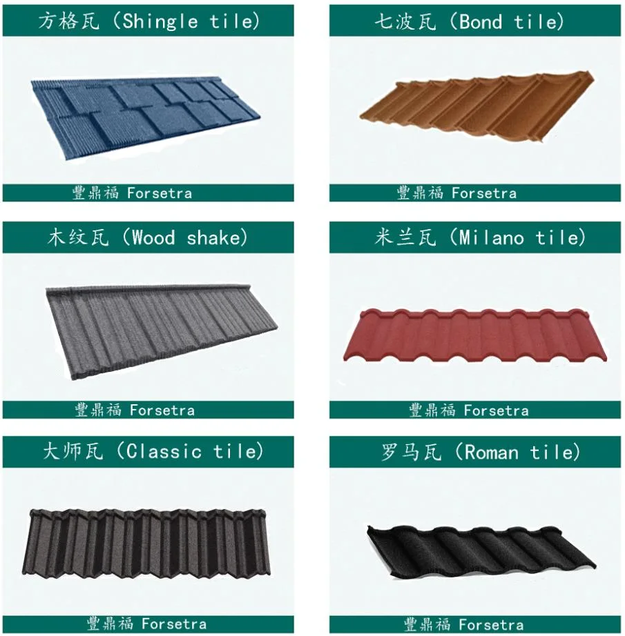 Waterproof Metal Stone Coated Roofing Tiles Structural Building Materials for House Construction