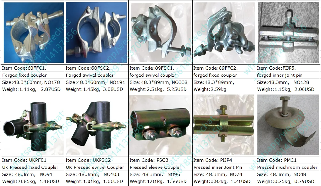 En74 BS1139 Pressed Forged Swivel Scaffold Fixed Scaffolding Pipe Tube Coupler