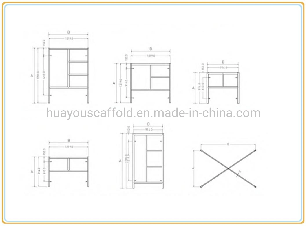 American Type Painted Galvanized Steel Ladder Frame Scaffolding Frame Ladder Frame Main Frame Door Frame Manson Frame H Frame Cross for Construction