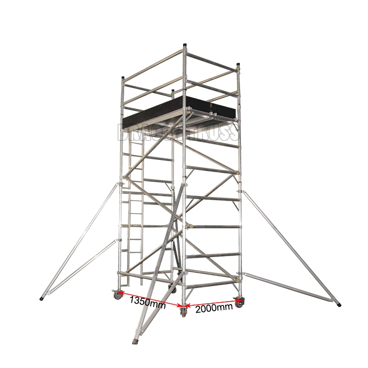 Dragonstage Aluminum Mobile Scaffolding Aluminum Tower Ladder with Casters for Works