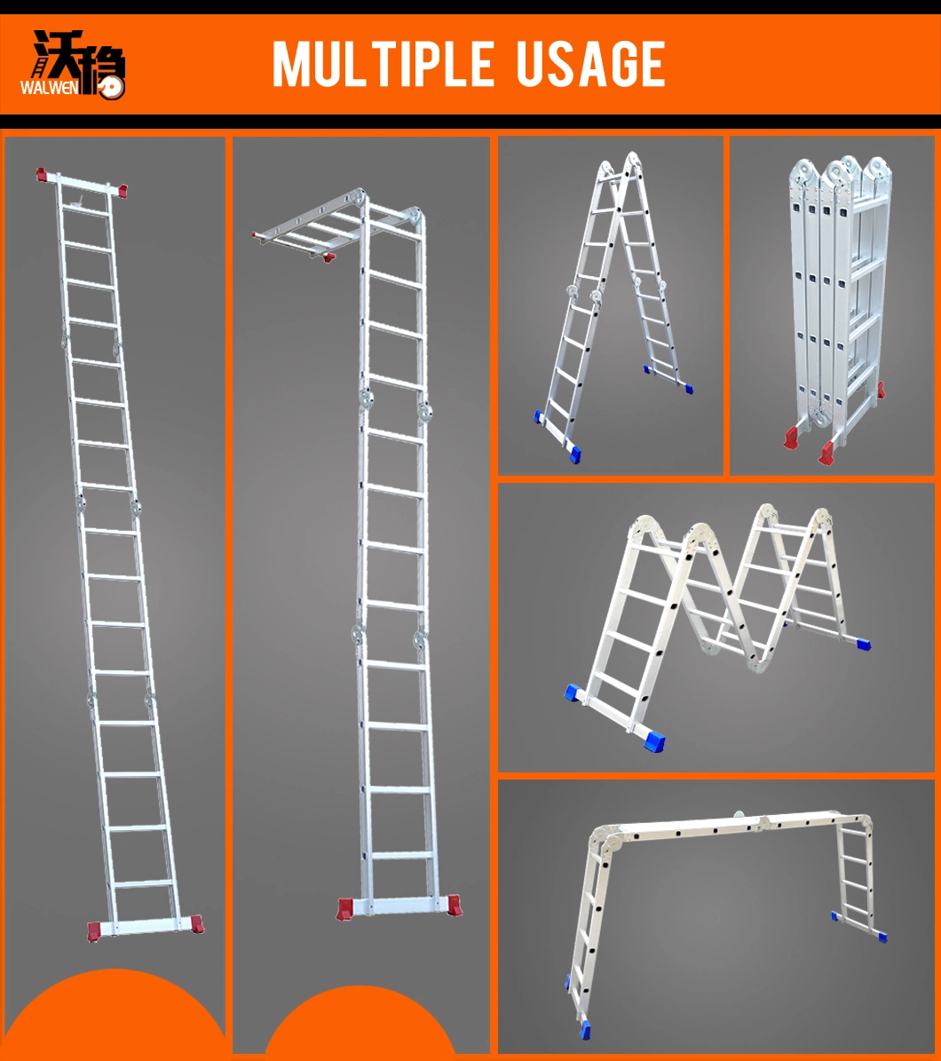 20FT 4X5 Aluminium Multipurpose Foldable Step Ladder with Iron Platfoem