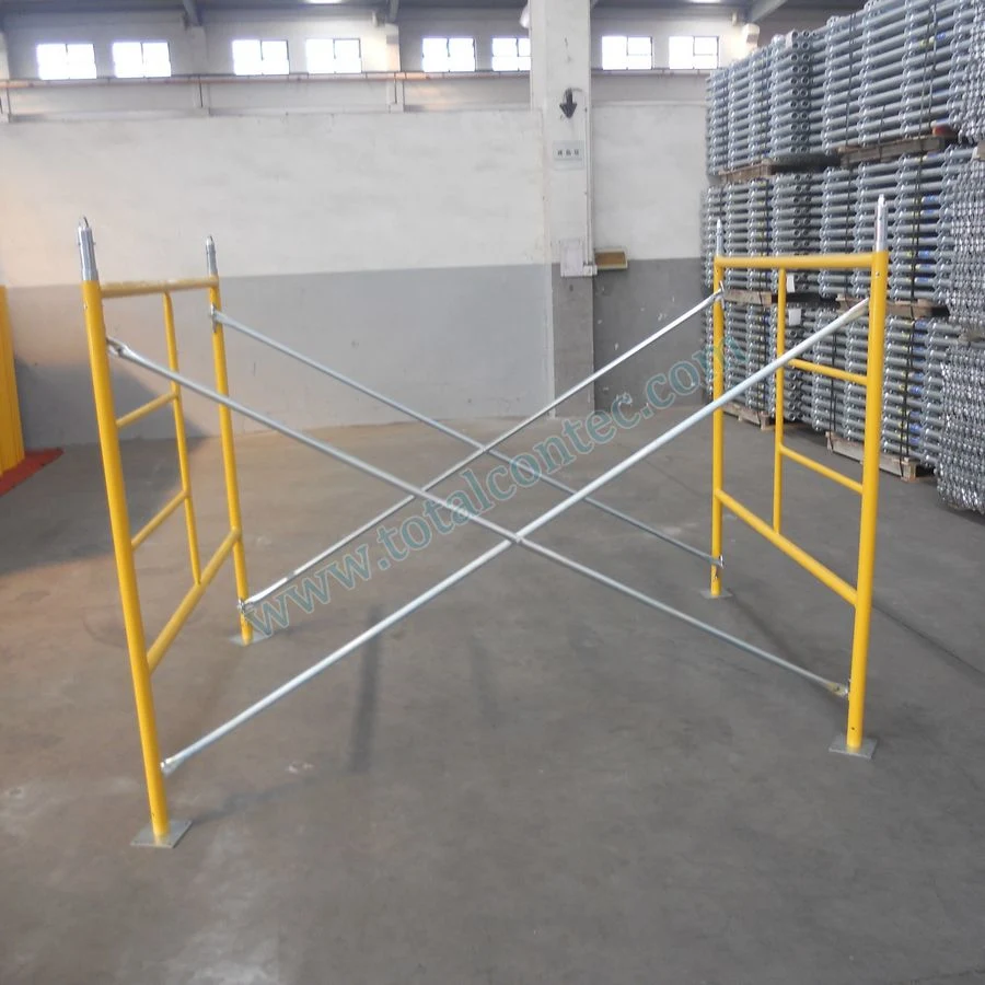 Pre Galvanized Steel Tubular Frame Scaffold Set Main Frame Scaffolding Price Cross Brace Ladder Frame Joint Pin H Type Frame Scaffolding