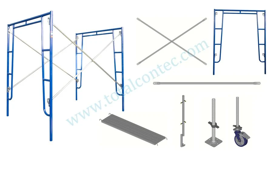 Pre Galvanized Steel Tubular Frame Scaffold Set Main Frame Scaffolding Price Cross Brace Ladder Frame Joint Pin H Type Frame Scaffolding