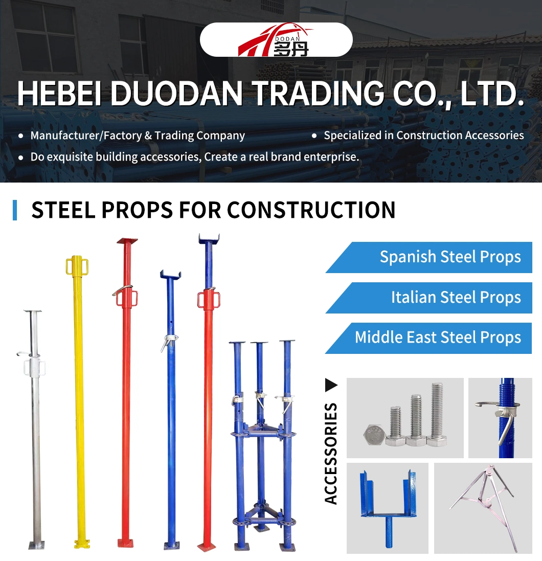 Colorful Powder Coated Adjustable Push Pull Telescopic Steel Scaffolding Shoring Props