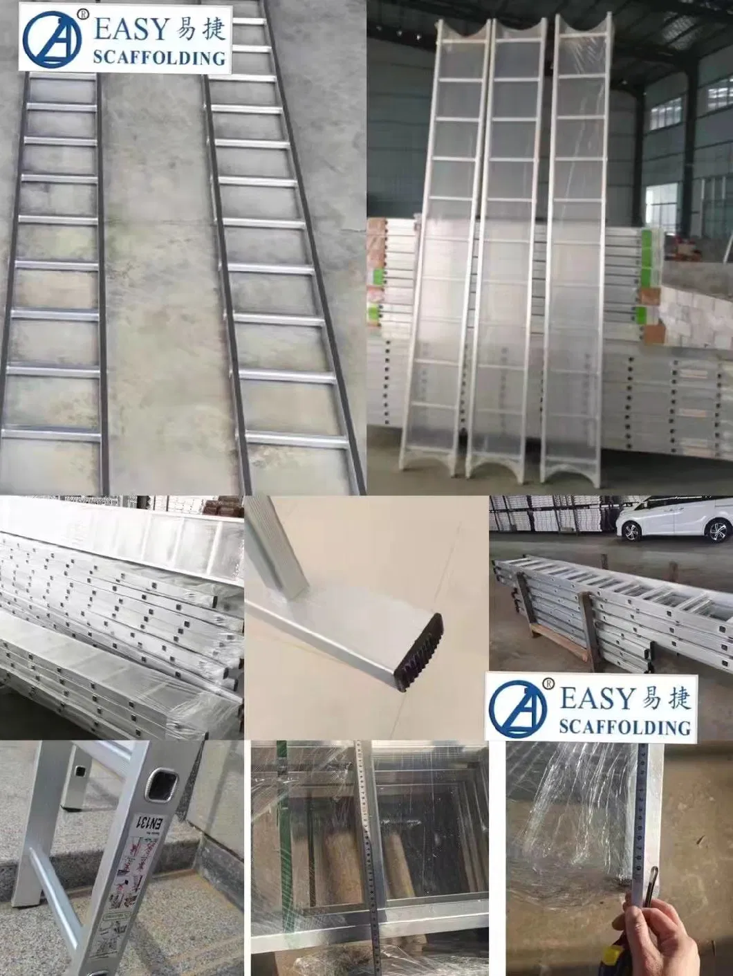 Scaffolding Buiding Light Weight Industrial Construction 3 4 5m Single Step Aluminum Ladder