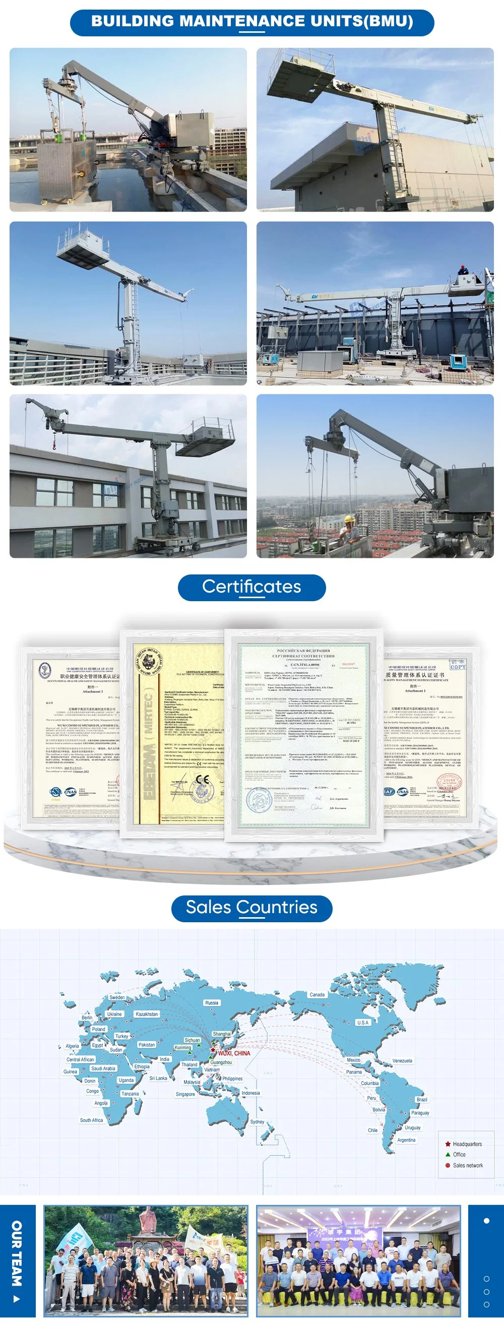 Chi/Cosmo Zlp630 Zlp800 Andamio Colgante, Suspended Platform, Scaffolding with Sii Certificate