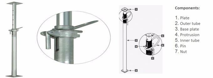 Construction Shuttering Slab Formwork Scaffolding Adjustable Shoring Jack Acrow Prop