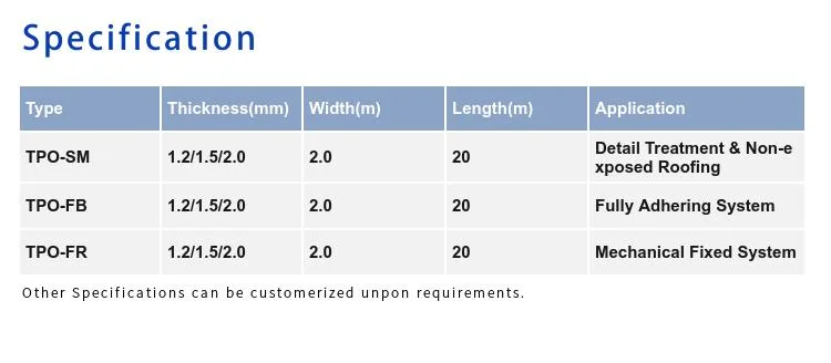 Roofing Membrane Tpo Waterproof Membrane CE FM Approved Waterproof Building Materials