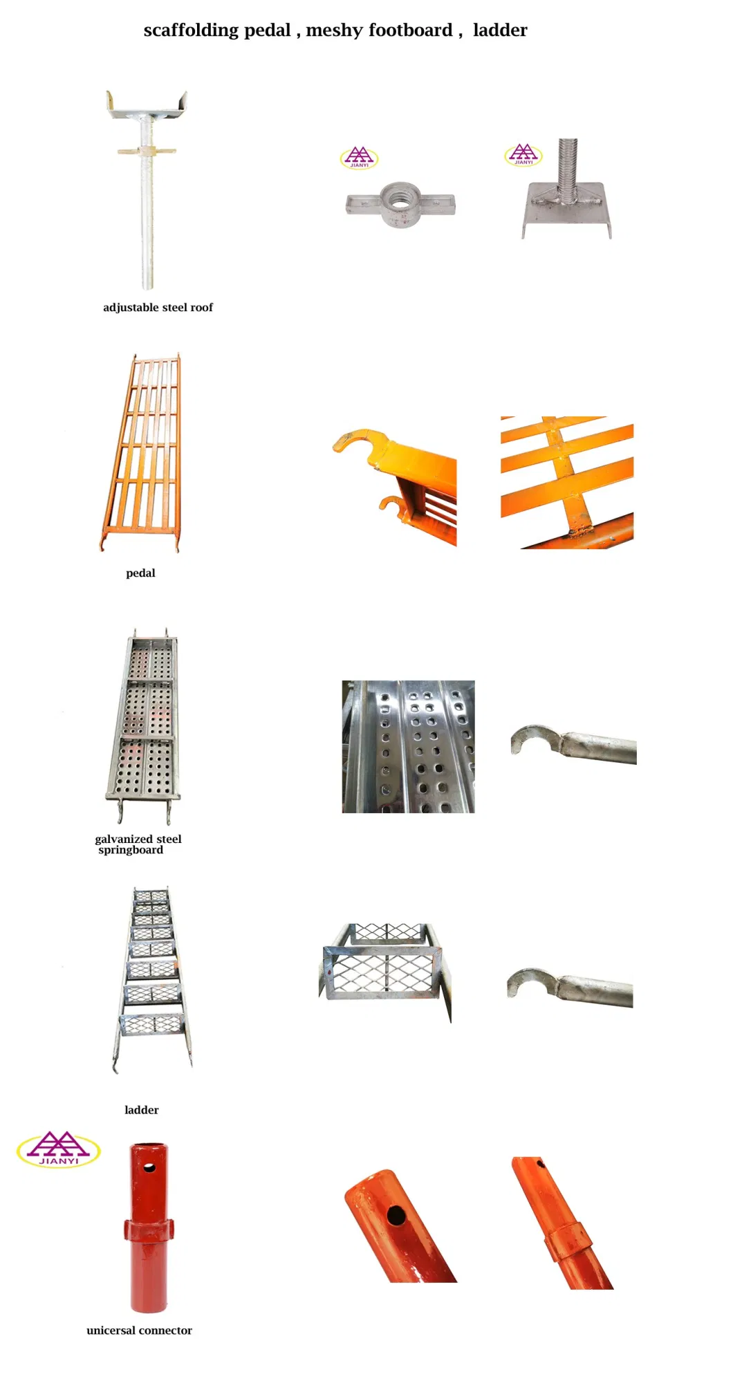 Low Price Painted Formwork Steel Ladder Frame Scaffolding Adjustable