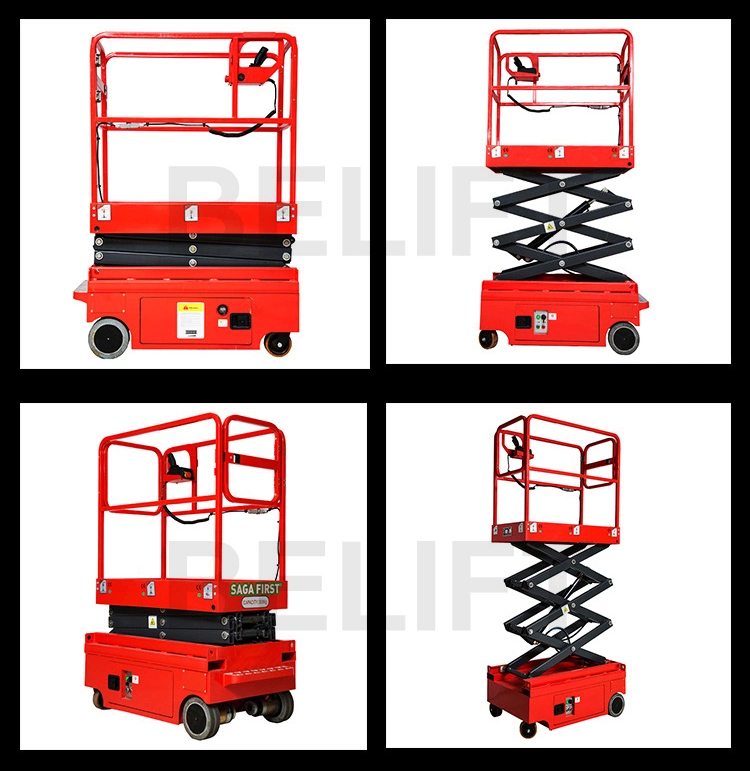 Man Lift 300kg 500kg 1000kg Hydraulic Battery Electric Power Small Scissor Lift 5m Scaffolding 3m 6m 8m 12m for Indoor Outdoor Warehouse