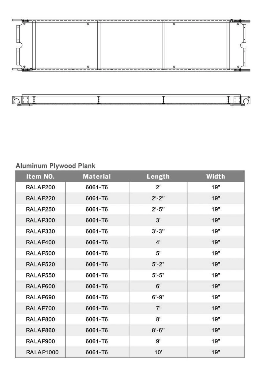 19&prime;&prime; Width Aluminium Alloy Scaffolding Platform