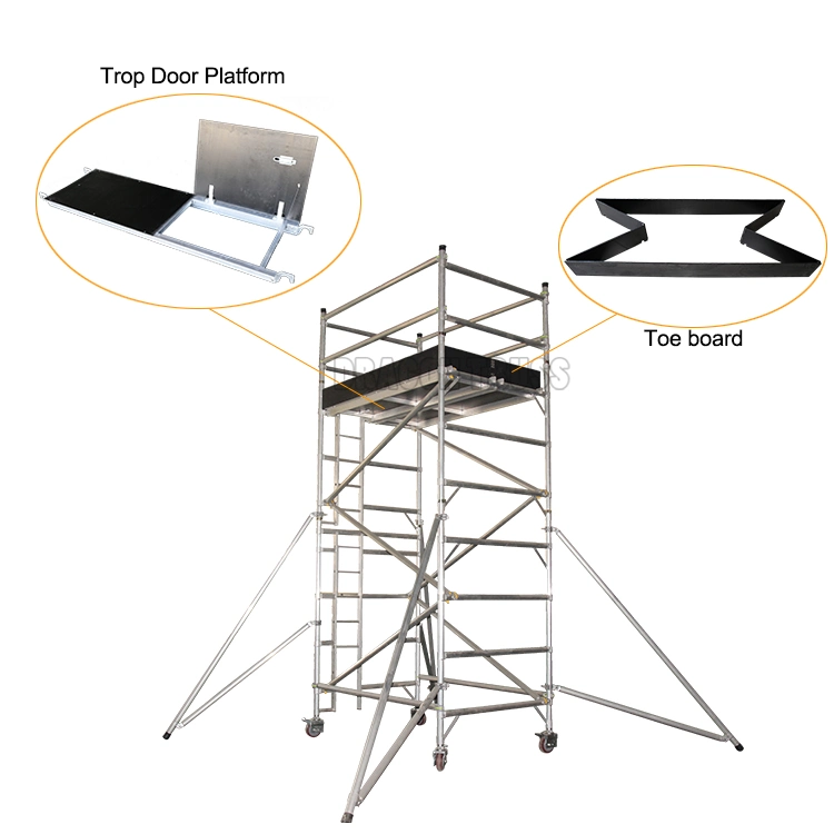 Dragonstage Aluminum Mobile Scaffolding Aluminum Tower Ladder with Casters for Works