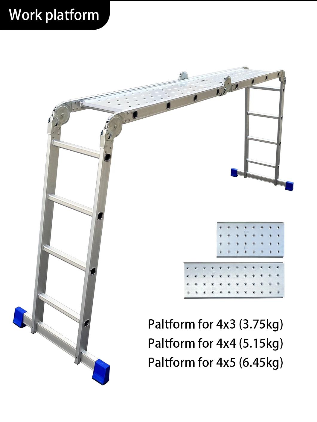 20FT 4X5 Aluminium Multipurpose Foldable Step Ladder with Iron Platfoem