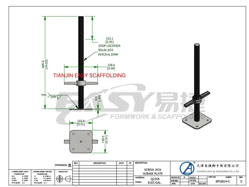 Easy Scaffold Galvanized Painted Ringlock Scaffolding Solod Hollow Screw Jack