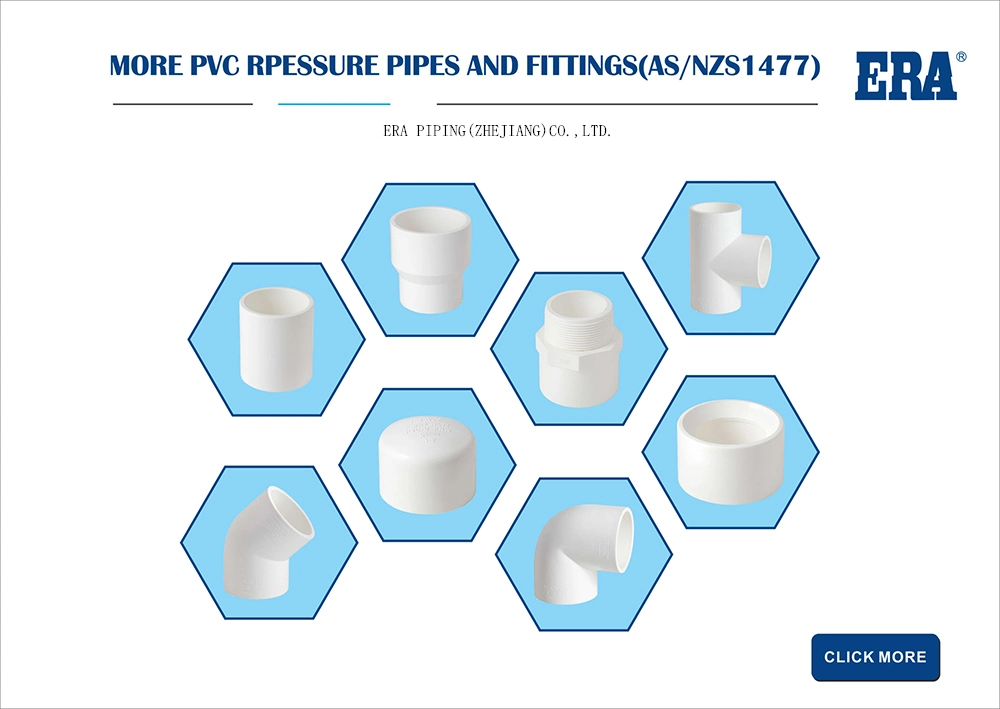 Era Plumbing/Piping Systems Plastic/PVC Pipe Fitting Standard AS/NZS1477 with Watermark Certificate