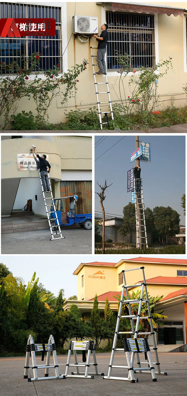 Aluminium Material 3.2m Telescopic Ladder with En131 Certificate