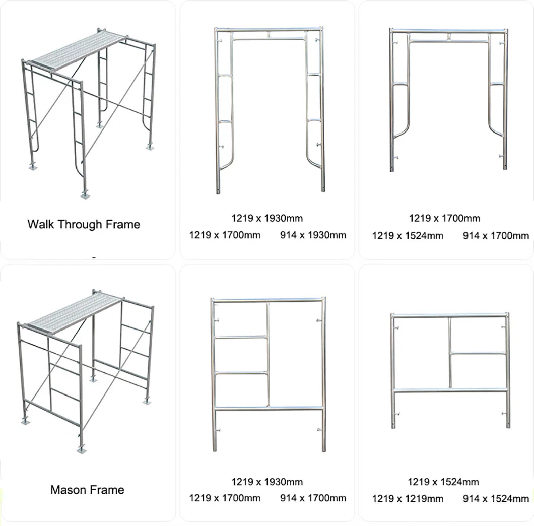 Pre Galvanized Steel Tubular Scaffold Cross Brace Ladder H Type Frame Scaffolding