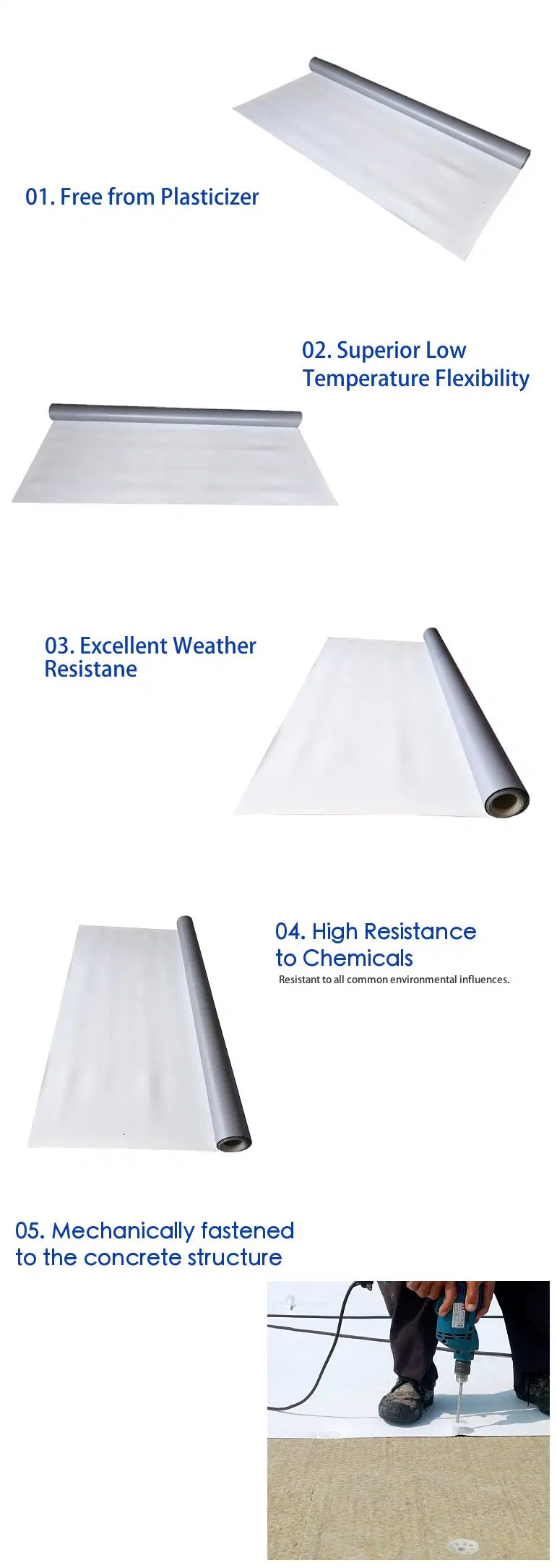 Roofing Membrane Tpo Waterproof Membrane CE FM Approved Waterproof Building Materials