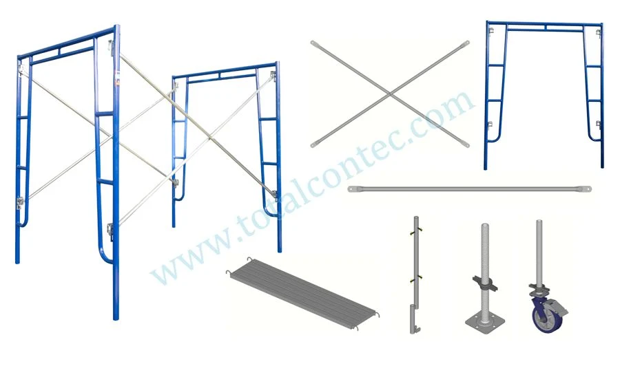 Galvanized Steel Tubular Frame Scaffold Main Frame Scaffolding Price Cross Brace Ladder Frame Joint Pin H Type Frame Scaffolding