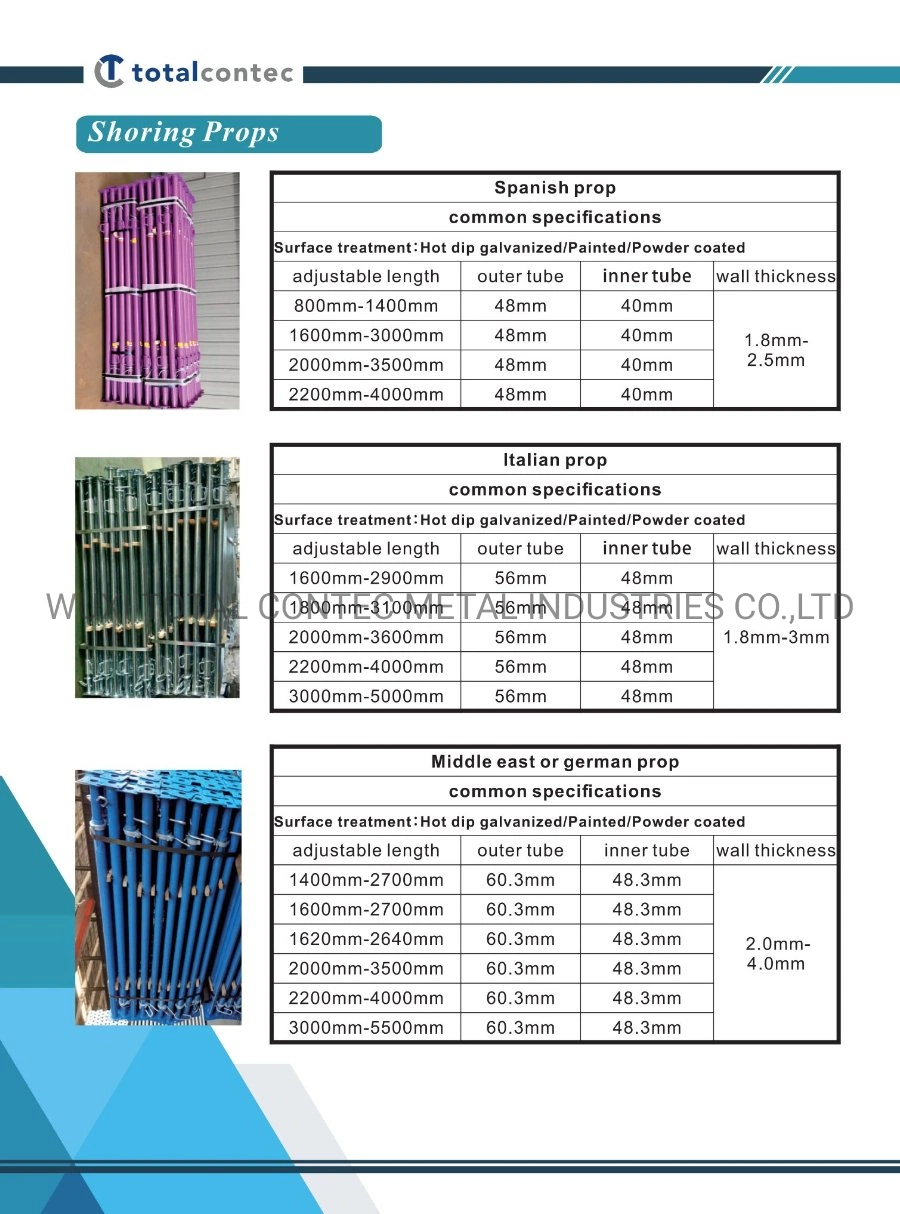 Adjustable Shorings Prop Scaffolding Shuttering Jacks