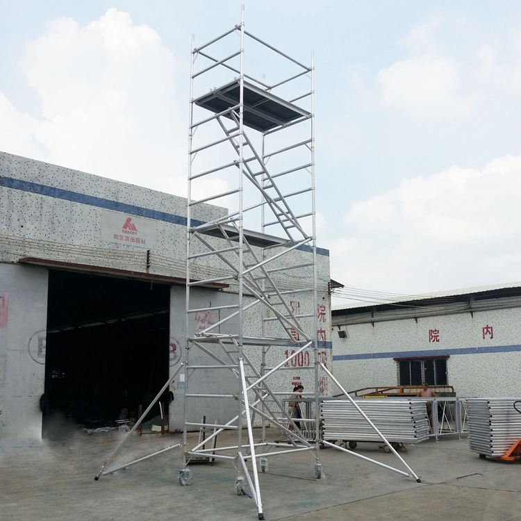 Dragonstage Aluminum Mobile Scaffold Tower with Stair Ladder for Interior Decoration