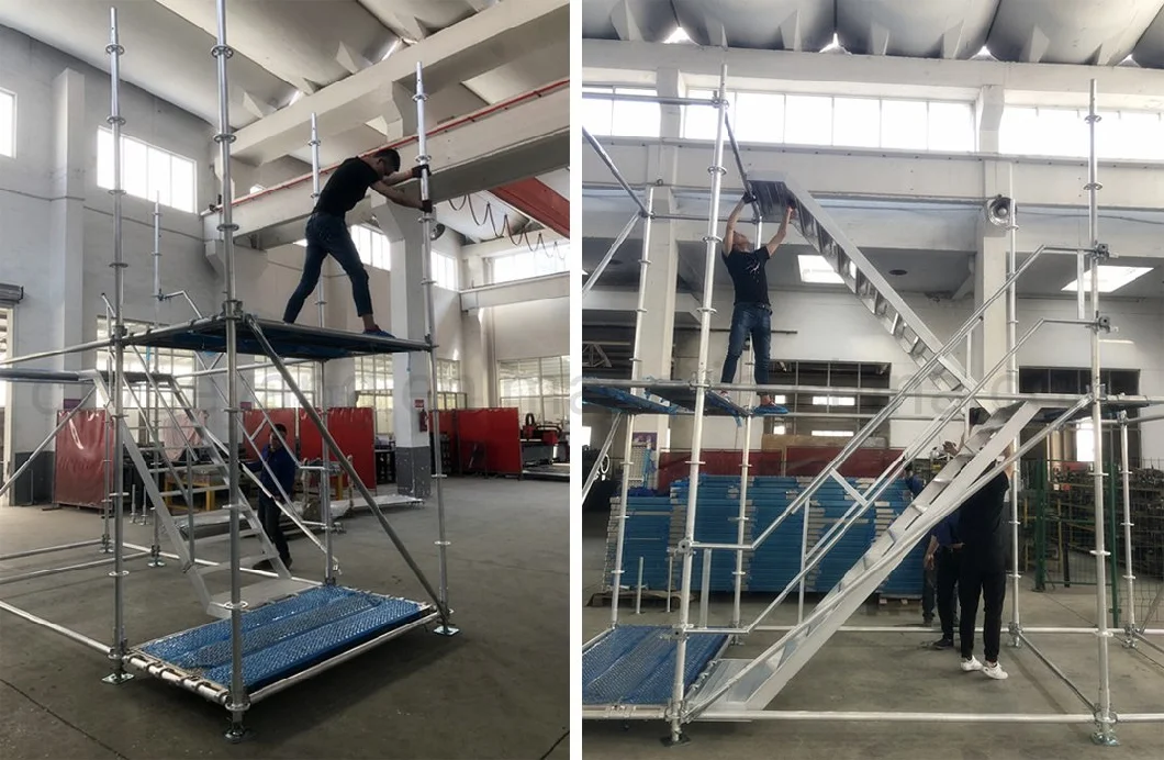 Metal Galvanized Steel Mobile Ringlock Modular Platform Ladder System Stairway Scaffolding