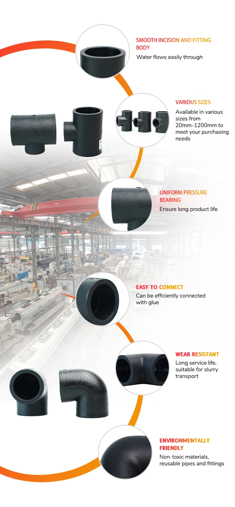 Butt Fusion Equal Tee HDPE Pipe Fitting for Connecting Pipe