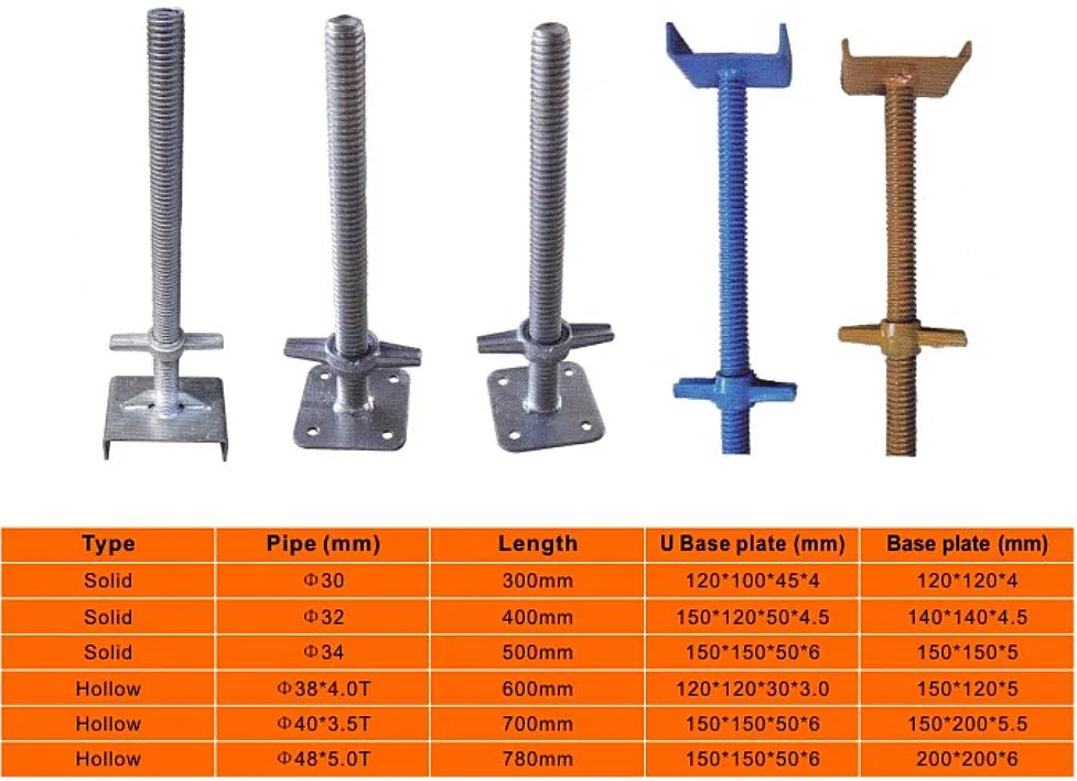 Hot Sale Props Galvanized Jack Screw Thread Solid Hollow Ringlock Scaffolding Base