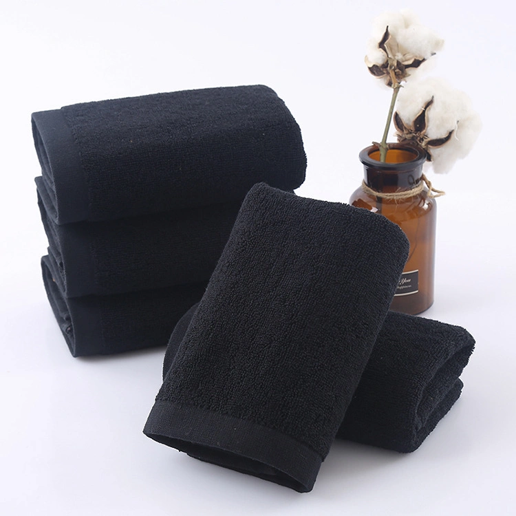 China Supplier Good Quality Thick and Soft Embroidery Logo Cotton Black Bath Towel