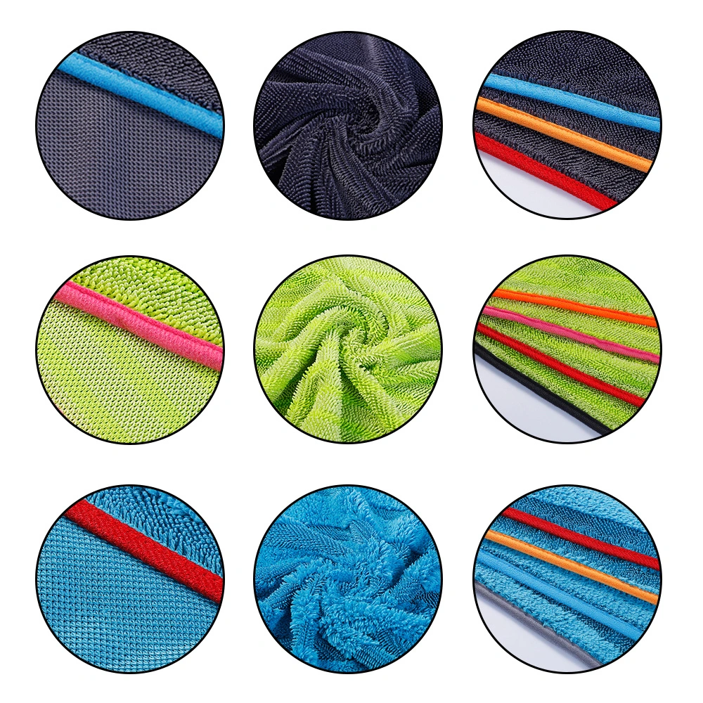 Free Samples 70%Polyester 30%Polyamide Grey Super Water Absorbent 600GSM 1100GSM 1400GSM Microfiber Cloth Thick Twist Loop Car Buffing Drying Towel Manufacturer