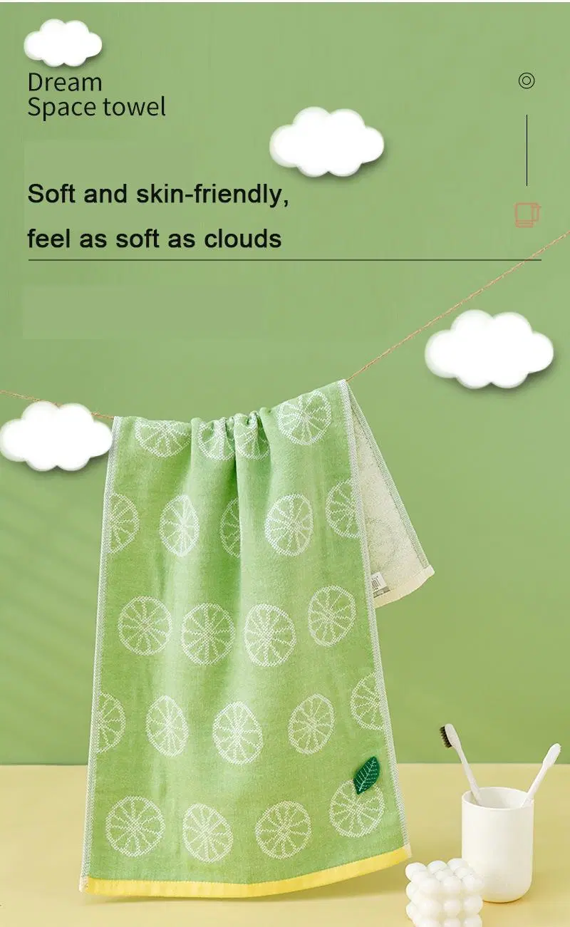 Cute Lemon Small Fresh Face Towel Double Layers Soft and Thick Towel for Adults and Kids Gift Towel