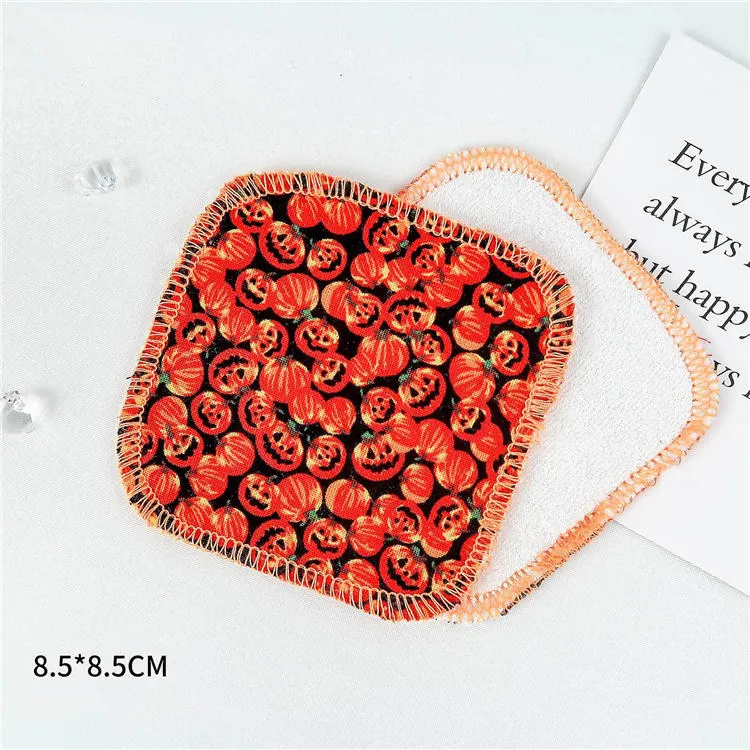 Funny Halloween Microfiber Makeup Remover Cloth Towel Reusable Washable Facial Cleaning Pad Puff Makeup Remover Cloth