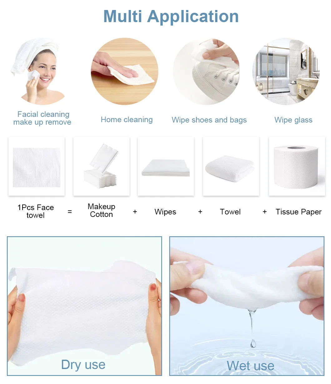 High Grade Biodegradable Hotel Home Disposable Dry and Wet Use Hair Face Body Towel Disposable Facial Towel