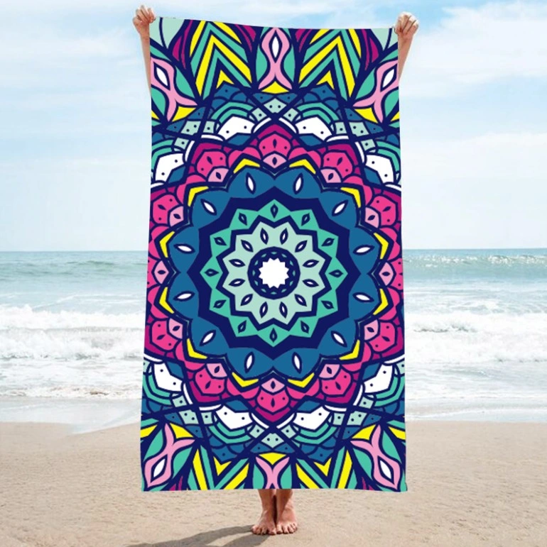 Premium Quick Dry Mandala Tropical Leaves Flowers Printed Suede Microfiber Beach Towel