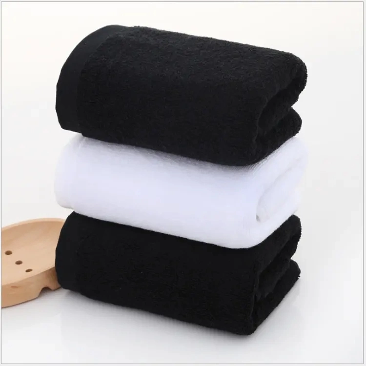 Private Label 100% Cotton Black Custom Logo Bamboo Face Bath Towel